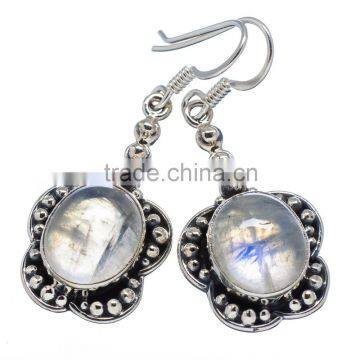 RAINBOW MOON STONE 925 STERLING SILVER EARRINGS ,925 STERLING SILVER JEWELRY WHOLE SALE,JEWELRY EXPORTER EARRNGS