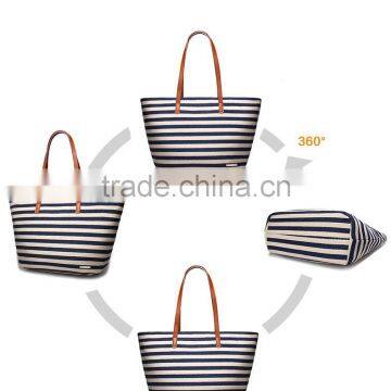 2016 Fashion Stripe Canvas Designer Handbag Ladies Leisure Bag Wholesale photo-6