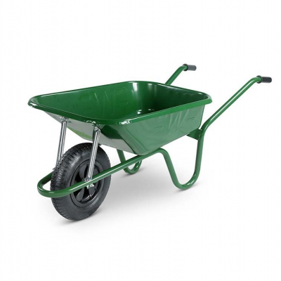 Solid Tire Wheelbarrow for Concrete Mixing - Heavy Gauge Steel & 100L Capacity