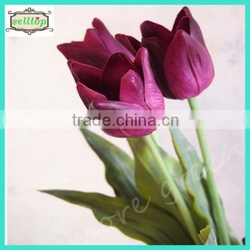 High quality 70cm real touch pu long stem tulip flowers