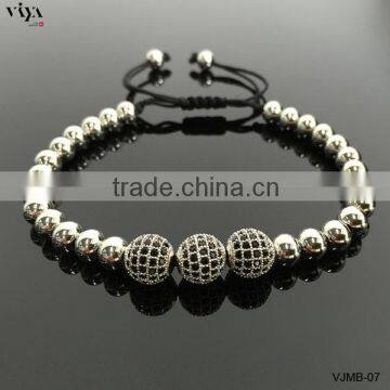 2016 Newest Bracelet White Gold Macrame Beads Bracelet With TOP BEST PVD Plating