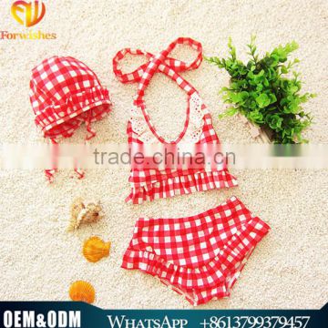 Cute Baby Girl Summer Plaid Swimwear Japan Girl Bikini Swimwear Sexy Baby Beachwear