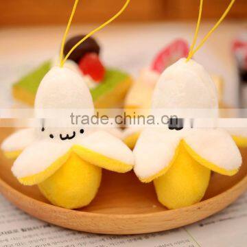 Plush 9cm Fruit Banana Keychain/Soft Stuffed 9cm High Keychain/Mini Simling Peeling Banana Keychain