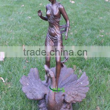 Desk decoration bronze sculpture of angel with goose