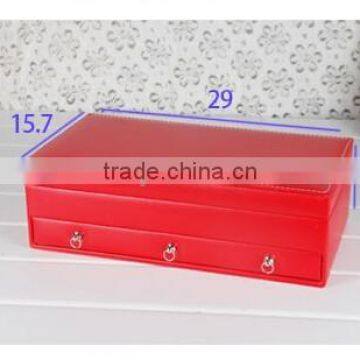 high quality popular red leather jewellery box,Hot sale luxury leather box for jewelry, gift box for women use