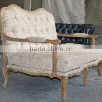 French Country Style Wooden Linen Fabric Cover Sofa Armchair photo-2