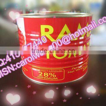 2200g canned tomato paste,brix:18-20%,22-24%,28-30%