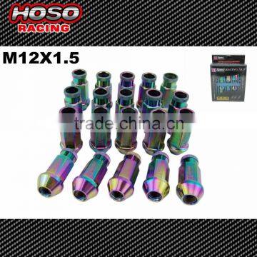 D1 Neo Chrome M12X1.5 Forged Aluminum L:52MM Wheel Lug Nuts