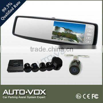 rearview mirror car parking sensor system front camera 4.3 inch monitor