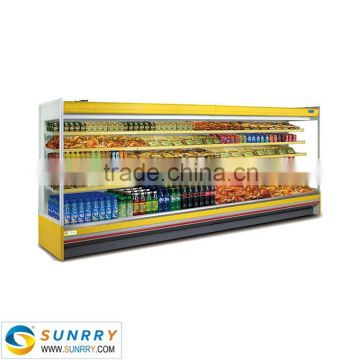 Hot sale vertical refrigerated showcase for sushi vegetable and fruit display with curtain (SUNRRY SY-SCS1500S)