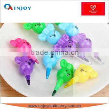 Five cute bear kids five color crayons painting school supplies stationery