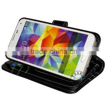 Hot selling wallet leather case with hand scrap for samsung galaxy S5