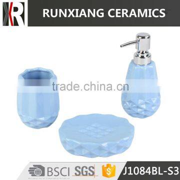 hot sale blue glazed ceramic bathroom accessories set