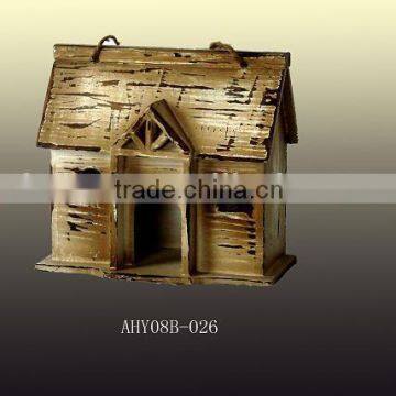 Shabby chic classic house shape wood birdcage