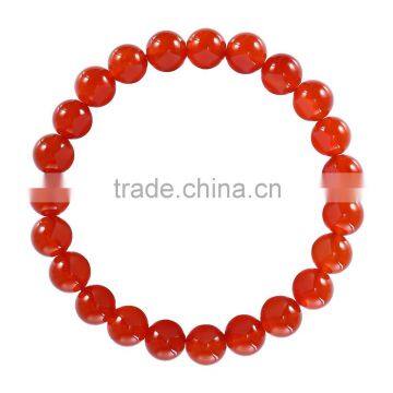 Fashion Charm Bangle Latest Design Daily Wear Bangle 8 mm 7.5 Inch Red Agate Gemstone Bracelet (Jewelry Box is not Included)