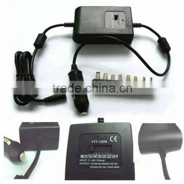 120W Universal Car DC Power Adapter/Charger for Laptop With 8 Tips