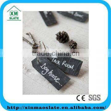 [factory direct] 8x2.5cm Natural Edge Slate Key Ring Item YSK-0802P5G2A