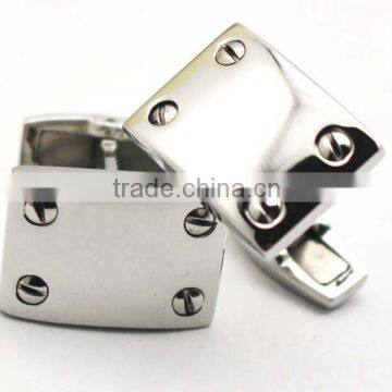 Stainless Steel Silver rectangle personalized cool cufflinks for men