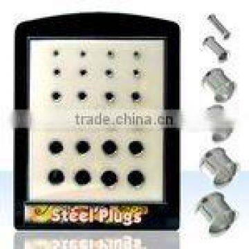 assorted size steel double flare flesh tunnels