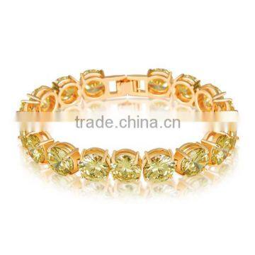 Fancy 10mm Olive Yellow AAA Cubic Zircon Bracelets & Bangles for Women Fashion Champagne Gold Plated Jewelry