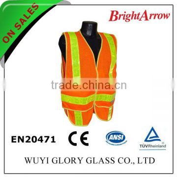 ENISO 20471 Standard cheap reflective orange bicycle safety gilet