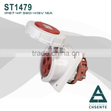 2015 Hotselling Power 380V Electrical Plug 4Pins Industrial Panel Angled Mounted Socket