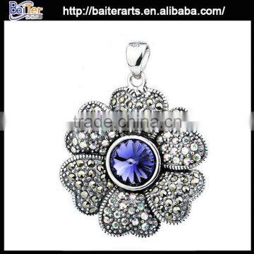 Custom wholesale vintage 925 sterling silver flower pendants from india