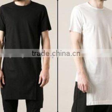 hight quality fashion design 100% cotton elongated t shirt for mens