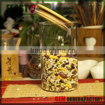 Top Quality Hot-sale Tea Glass Canister With Sealed Bamboo Lid