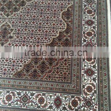 Beige-Beige Mahi Tabriz Woolen and Silk Carpet photo-2
