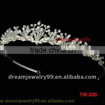 Shining rhinestone Romantic Hair Combs Silver plated Tiara Noble Princess Crown