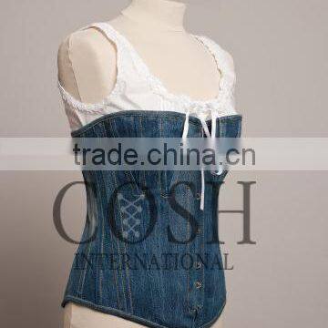 Denim Overbust Steel Boned Corsets