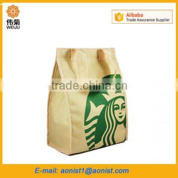 Free Shipping Insulated Picnic Nylon Cooler Bag with Starbucks Prints