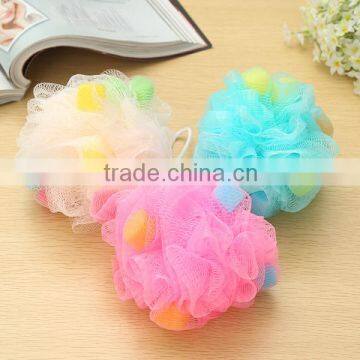 2015 factory wholesale pouf bath sponge mesh sponge