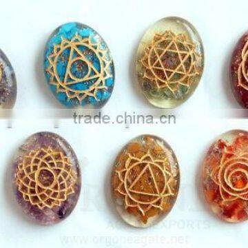 Engraved Orgone Oval Chakra Set Without Coil : Wholesale Chakra Set Supplier