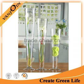 Wholesale Clear Beautiful Tall Vase Glass Conical photo-3