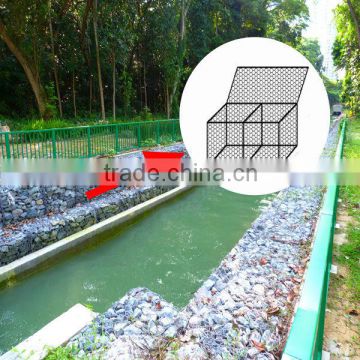 Hexagonal Wire Mesh Geography Gabion Boxes On The River Side Against Flood