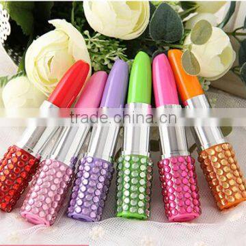 Creative Plastic Lipstick Ball-point Pen With Rhinestone