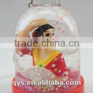 Spanish Fan Dancer Keychain, Acrylic Liquid Key Chain