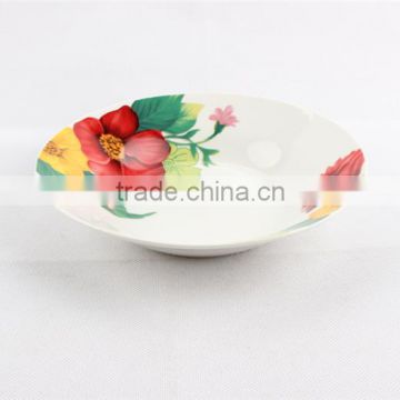 Porcelain soup plate with full design ceramic plate