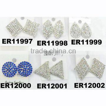 wholesale cute glitter crystal airplane stud earrings girls ladies woman