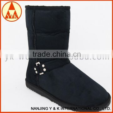 High quality cheap dull polish rhinestone snow boots