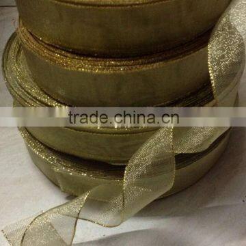 HOT SALE! Christmas Gift Wrap Decorating Gold Mesh Wire Ribbon