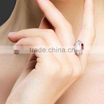 Guangzhou Factory Jewellery Gold Fashionable18k Gold Inlay Diamond Red Natual Gemstone Ruby Ring for Women Precious Gold Jewelry photo-5