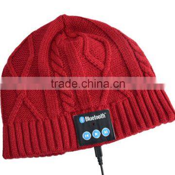 2014 New arrival winter knitted beanie hat with stereo headphones for christmas gift