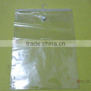 clear vingl PVC zipper bags with hangers China mainland