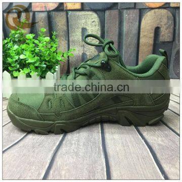 Wholesale outdoor high quality leather army green waterproof cheap hiking shoes for man