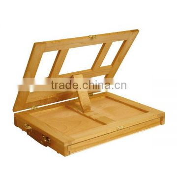 Wooden products premium beechwood tabletop wooden easel box with drawer