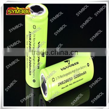 Hottest new e cig battery big mod battery 20A imr 26650 battery from Vappower