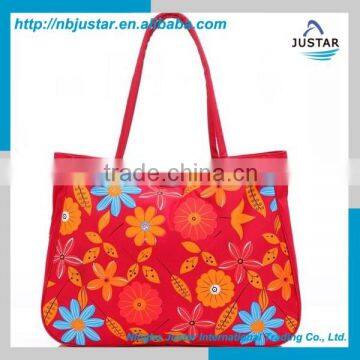 2016 Promotional Large Capacity Nice Flower 300D Storage Shopping Bag/Tote Bag